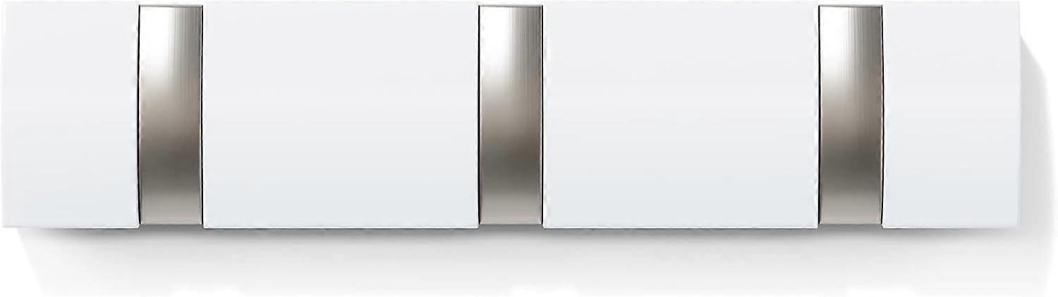 wood, white Wall-mounted coat rack with 3 retractable hooks