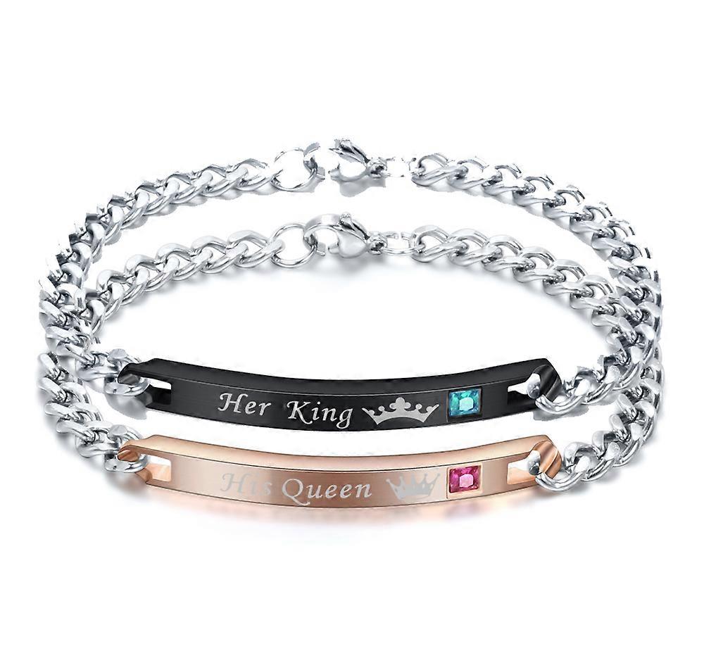 2pcs Stainless Steel Couples Bracelet Valentines Gift