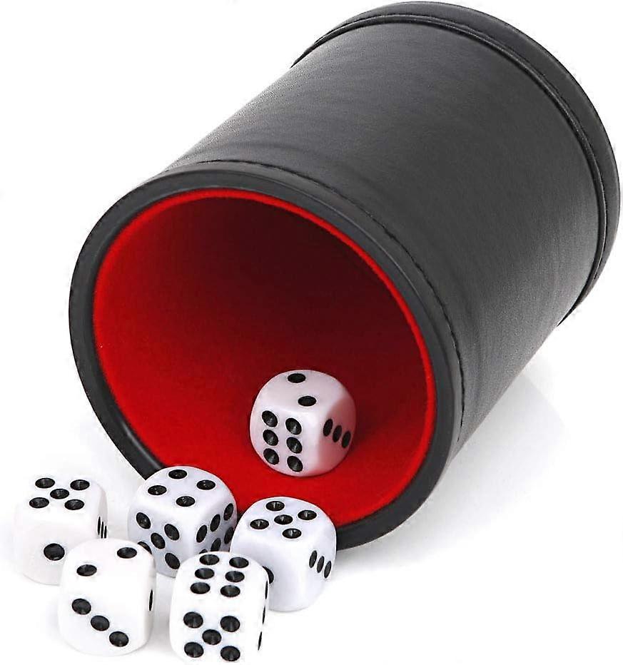 Felt Lined Professional Dice Cup - with 6 Dice Quiet for Yahtzee Game