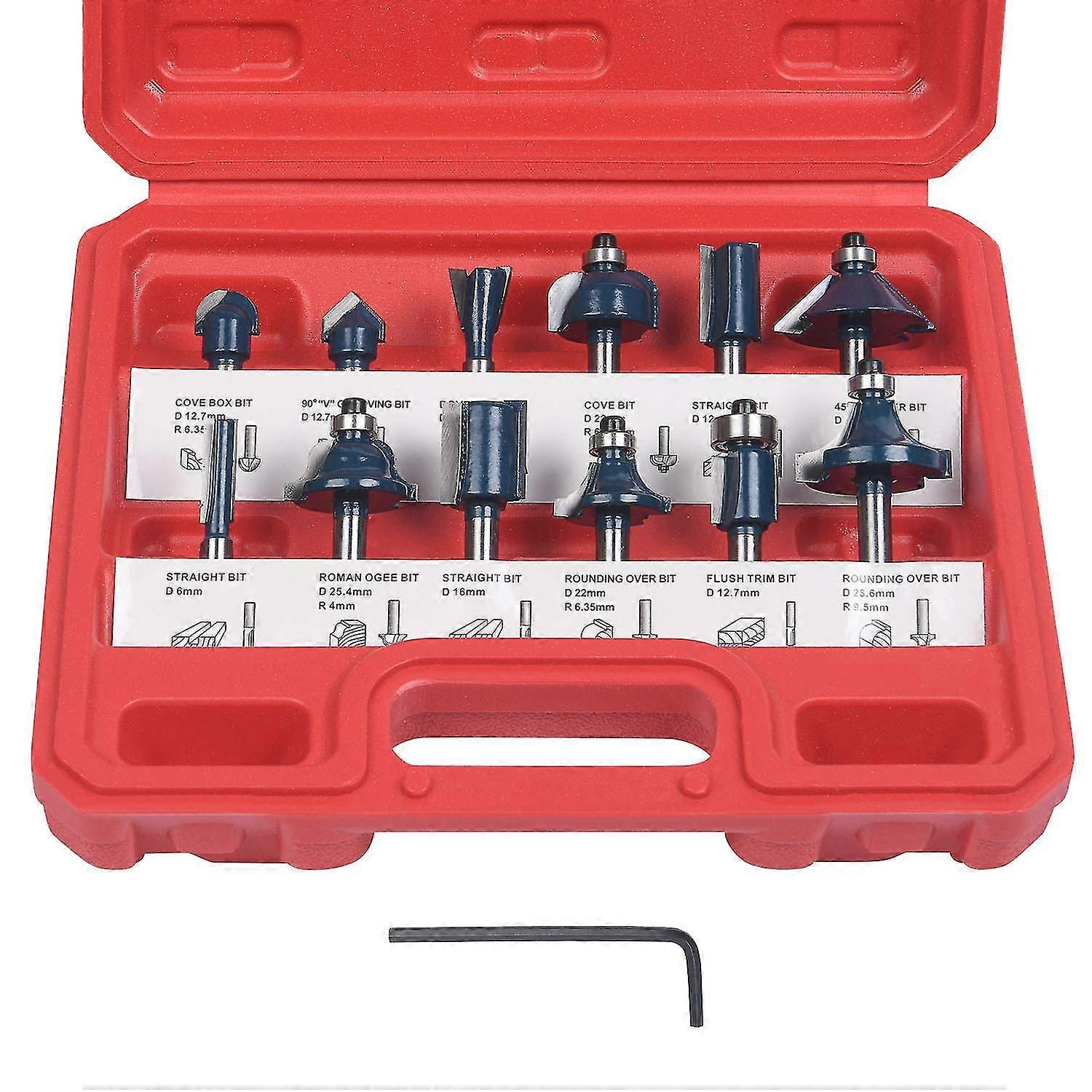 Router Bit Set, 12pcs 6,35 mm 1/4 Zoll Schaft Wolframkarbid Bestückt Router Bit Set | Holzfräser