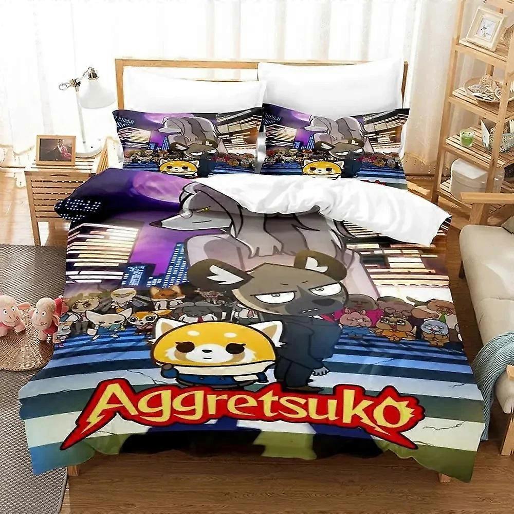 o2259 Prześcieradła Kreskówki Aggretsuko Komplet pościeli Poszwa na kołdrę Komplet pościeli Poszewka na kołdrę Poszewka na poduszkę Pokołdra Rozmiar Chłopcy Pościel dla dorosłych Prześcieradła fVV2259