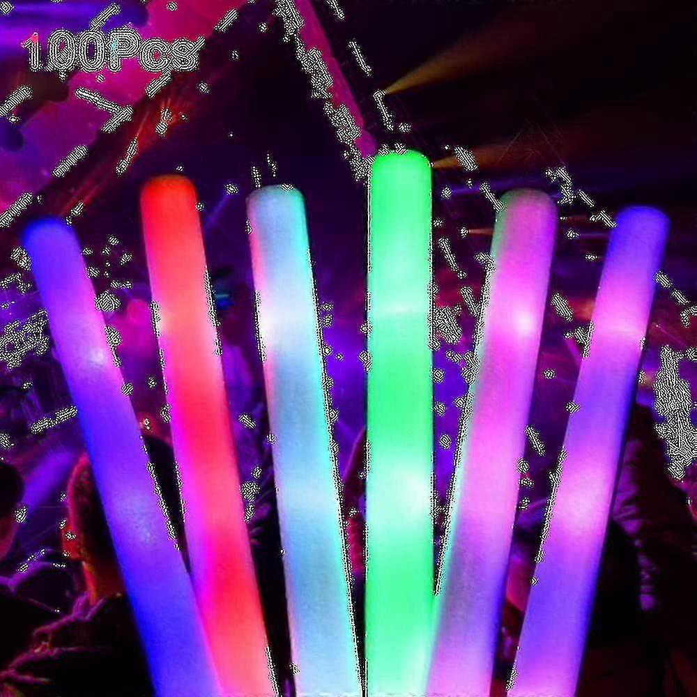 100pcs Led Glow Sticks, Up Foam Sticks, Multiple Color Flashing Foam Sticks For Party, Concert, Wedding, Celebration Supplies -gt