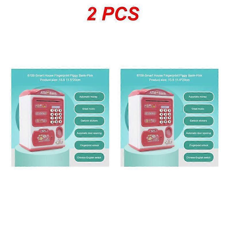 1/2PCS Interactive Piggy Bank Colorful Electronic Cash Box Convenient Educational Fingerprint Lock Automatic Banking Smart