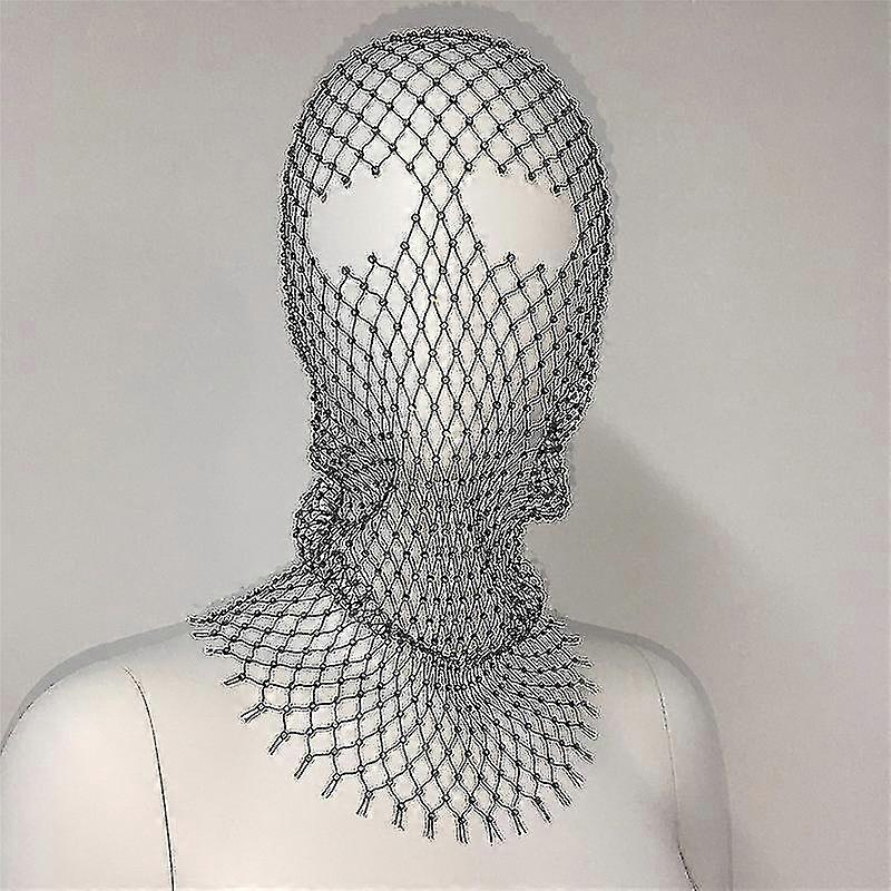 Parlak Rhinestone Tam Yüz Örtüsü Mesh Cap 2 Delikli Balaclava Şapka Kadınlar İçin Gece Kulübü Hollow Mesh Lüks Crytsal Başörtüsü Takı