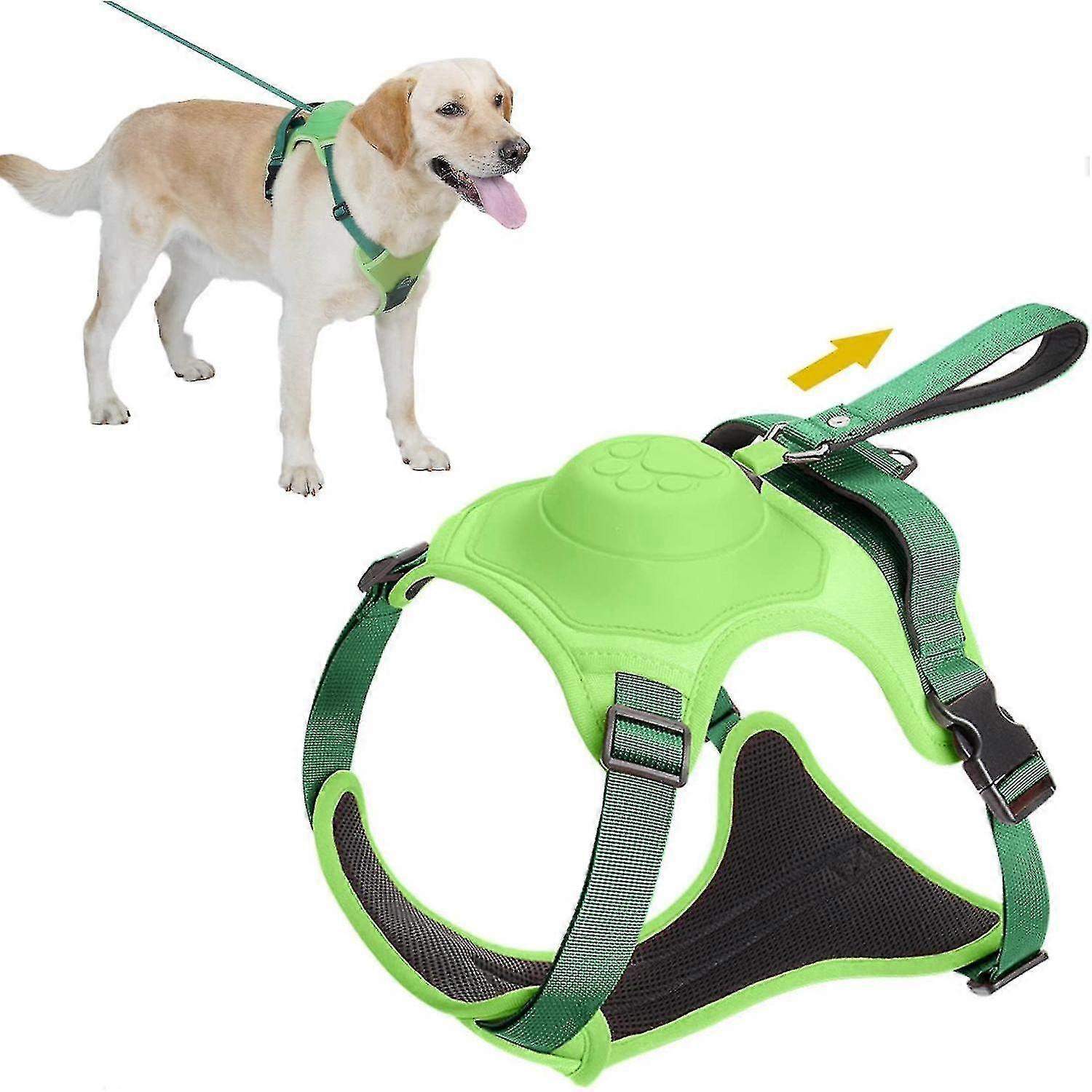 Atuban Dog Harness&retractable Dog Leash All In One, Adjustable Easy Walk Dog Harness 2 Leash Clips, Automatic Locking Dog Leash