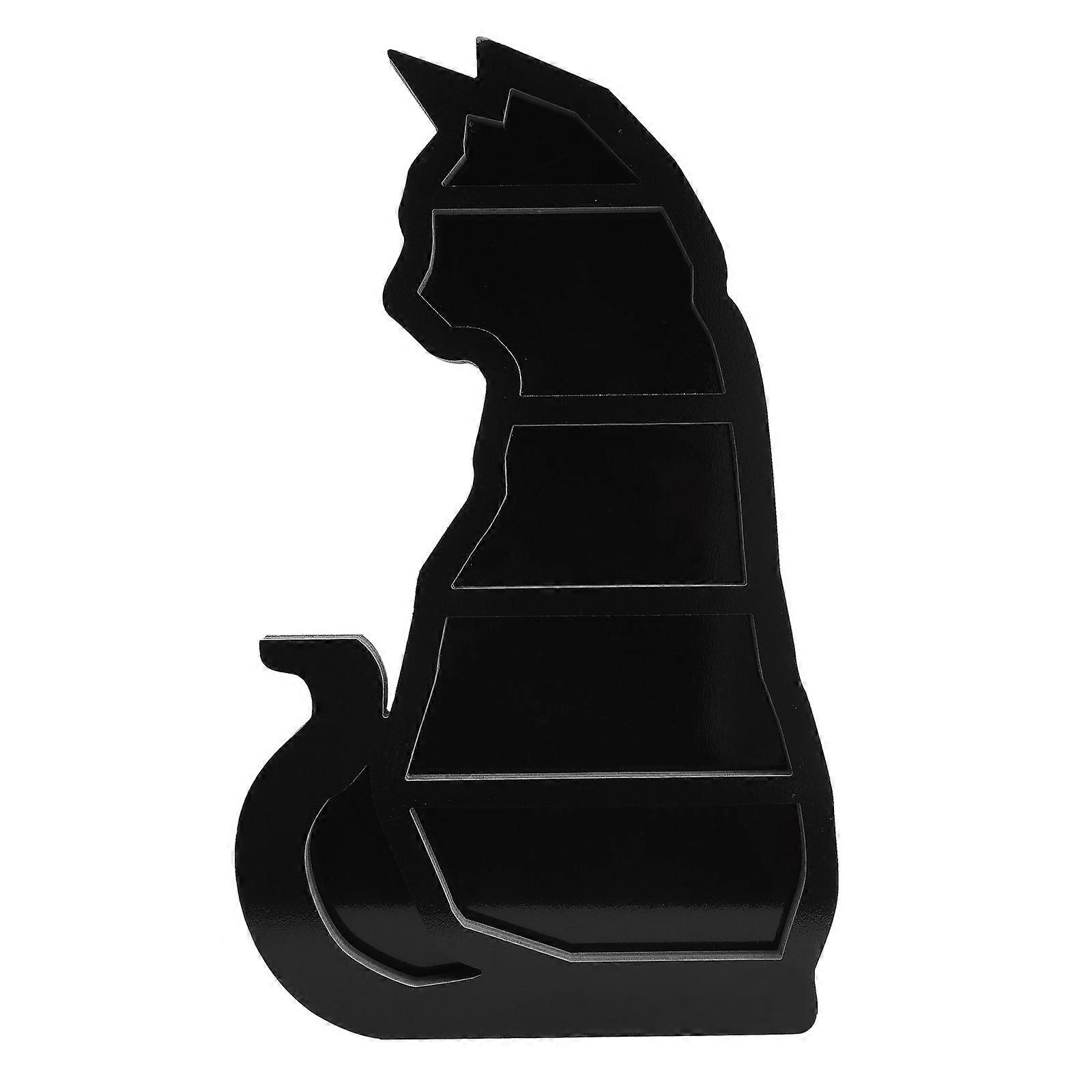 Cat Moon Shelf - Crystal Display Shelf - 35 * 20cm Black Cat Trinket Shelf - Wiccan Decor
