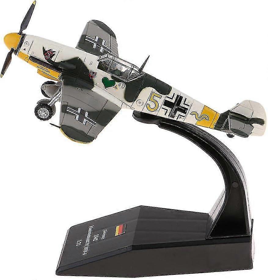 Bf-109 Fighter 1/72 Scale Military Fighter Aircraft - Germany Wwii Diecast Combat Airplane Display Model On Stand - Bookshelf, Desktop Decorations