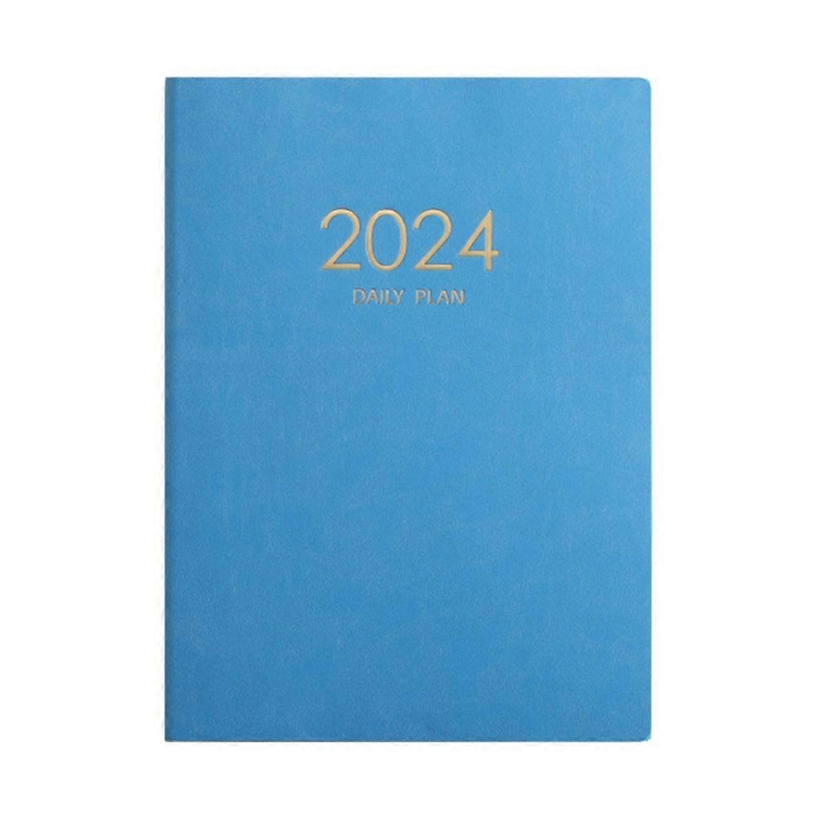 2024 Blue Plan Notebook Calendar Thickened Daily Plan Notebook Weekly Notebook Office School Supplies