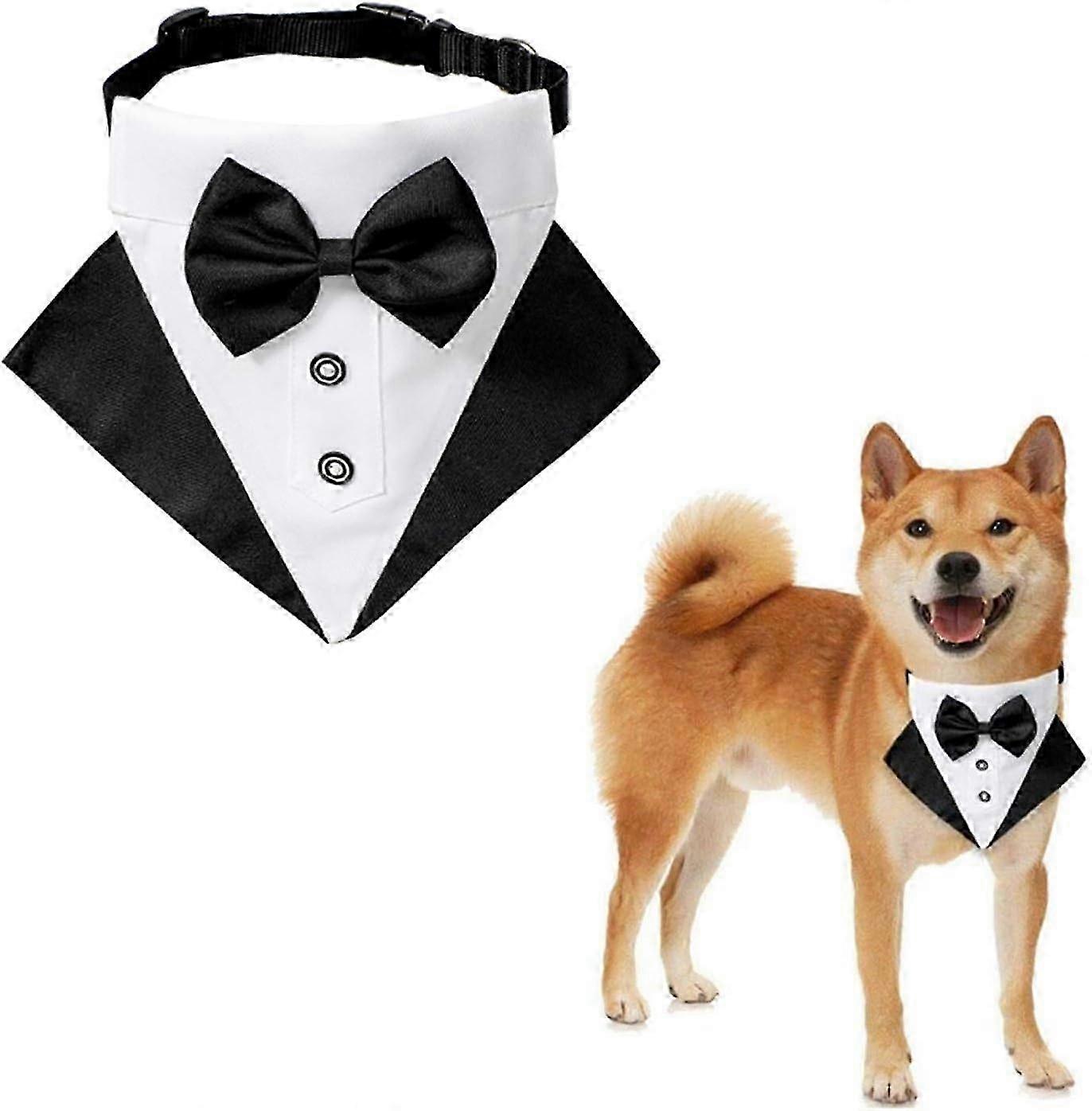 Tizzy 1 Piece Adjustable Dog Tuxedo Bandana Collar for Medium Large Dogs