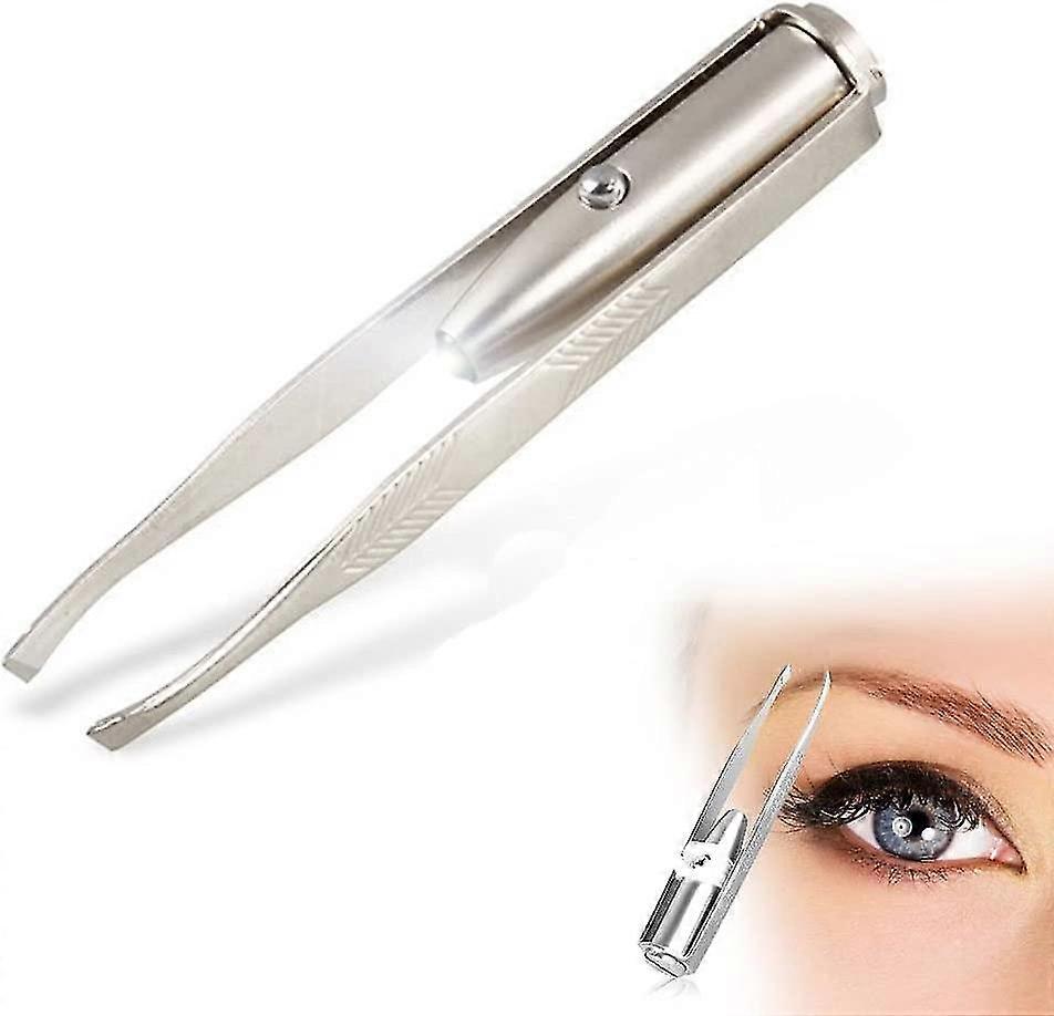 Tweezers With Led Light. Eyebrow And Eyelash Hair Removal Tool. Pluck & Trim Unwanted Hairs. Illuminate Dark Areas With Bright Lighting For Better Acc
