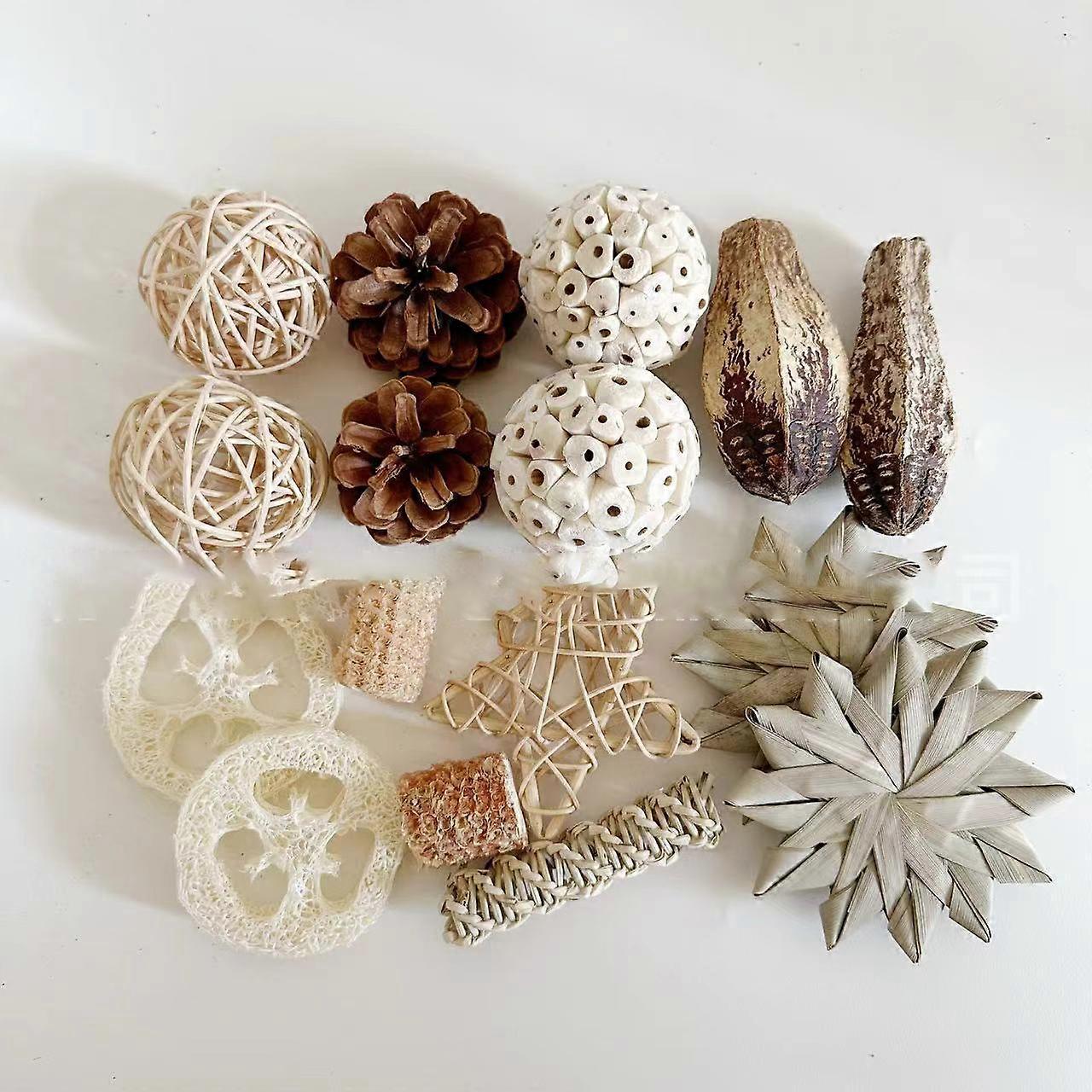 Parrot toy to relieve boredom, grass ball, palm leaf and rattan toy box, 16-piece set