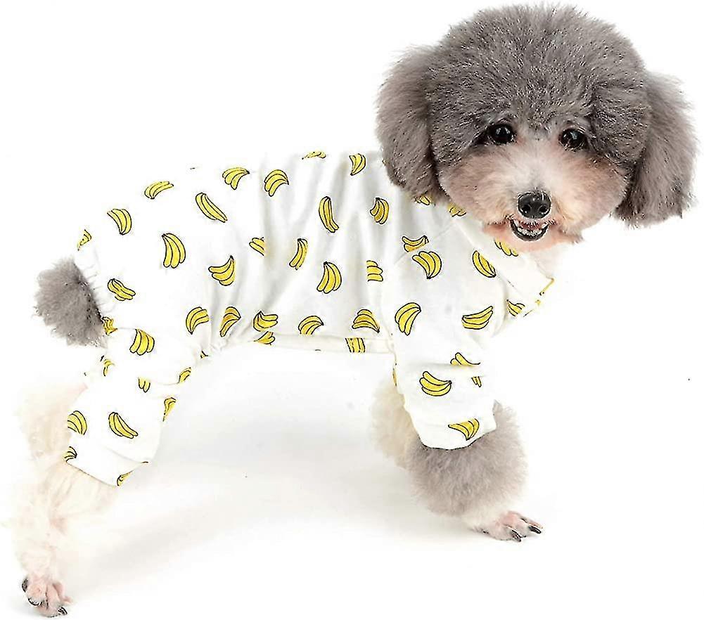 Small Dog Jumpsuit Adorable Banana Overalls Soft Cotton Pyjamas Rompers Puppy