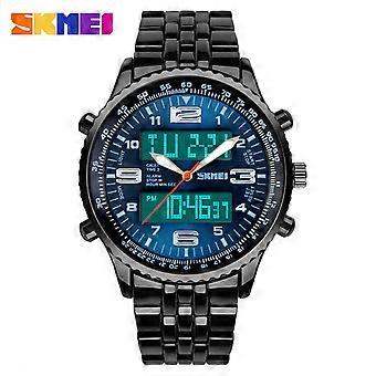 2015 Nya SKMEI Lyxmärke Män Militära klockor Full Steel Män Sport Klockor Digital LED Kvarts Armbandsur relogio masculino