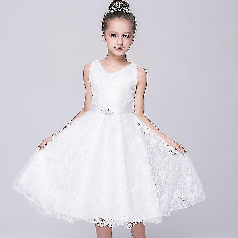 ילדים בנות ללא שרוולים שמלת תחרה רשמית כדור חתונה מסיבת נדנדה שמלות