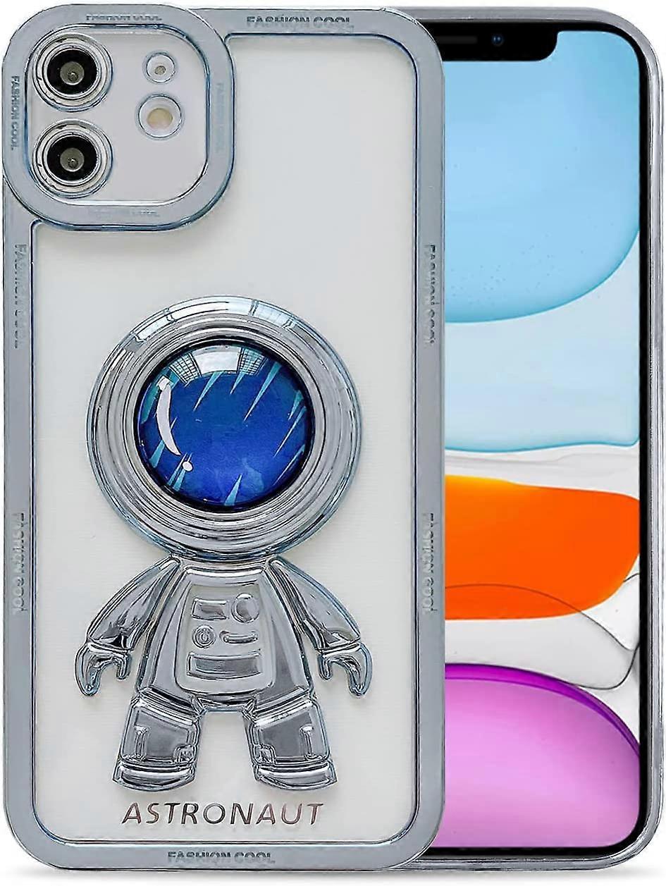 Compatible with iPhone 11 Case with Clear Plating Creative Astronaut Cute Cartoon Pattern Soft TPU Protective Slim Shockproof Case for iPhone 11-White