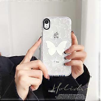 Compatible Avec L'iPhone XR Coque Clair Mignon Blanc Papillon Motif Design Pour Femmes Filles Esthétique Romantique Doux Mince Tpu Résistant Aux Chocs Coque F | FR