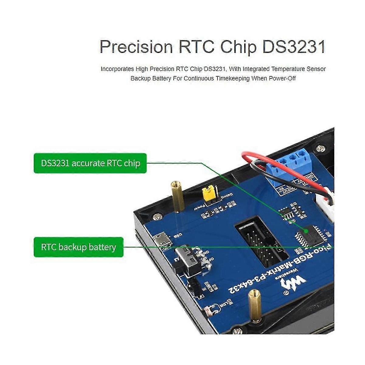 Rgb--p3-64x32 Dot Screen Rgb Full Color Multi Features Digital Clock For Pico