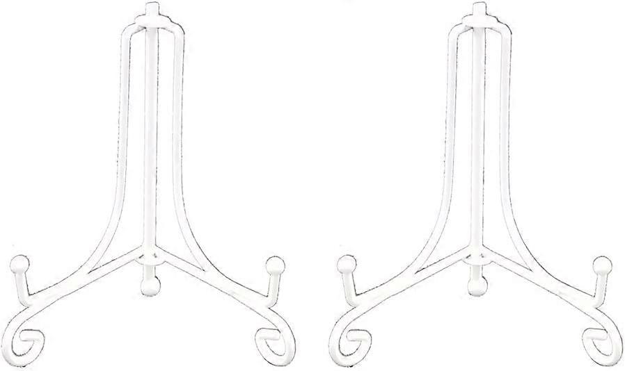 2 pcs  4 Inch White Iron Small Plate Stand Holder