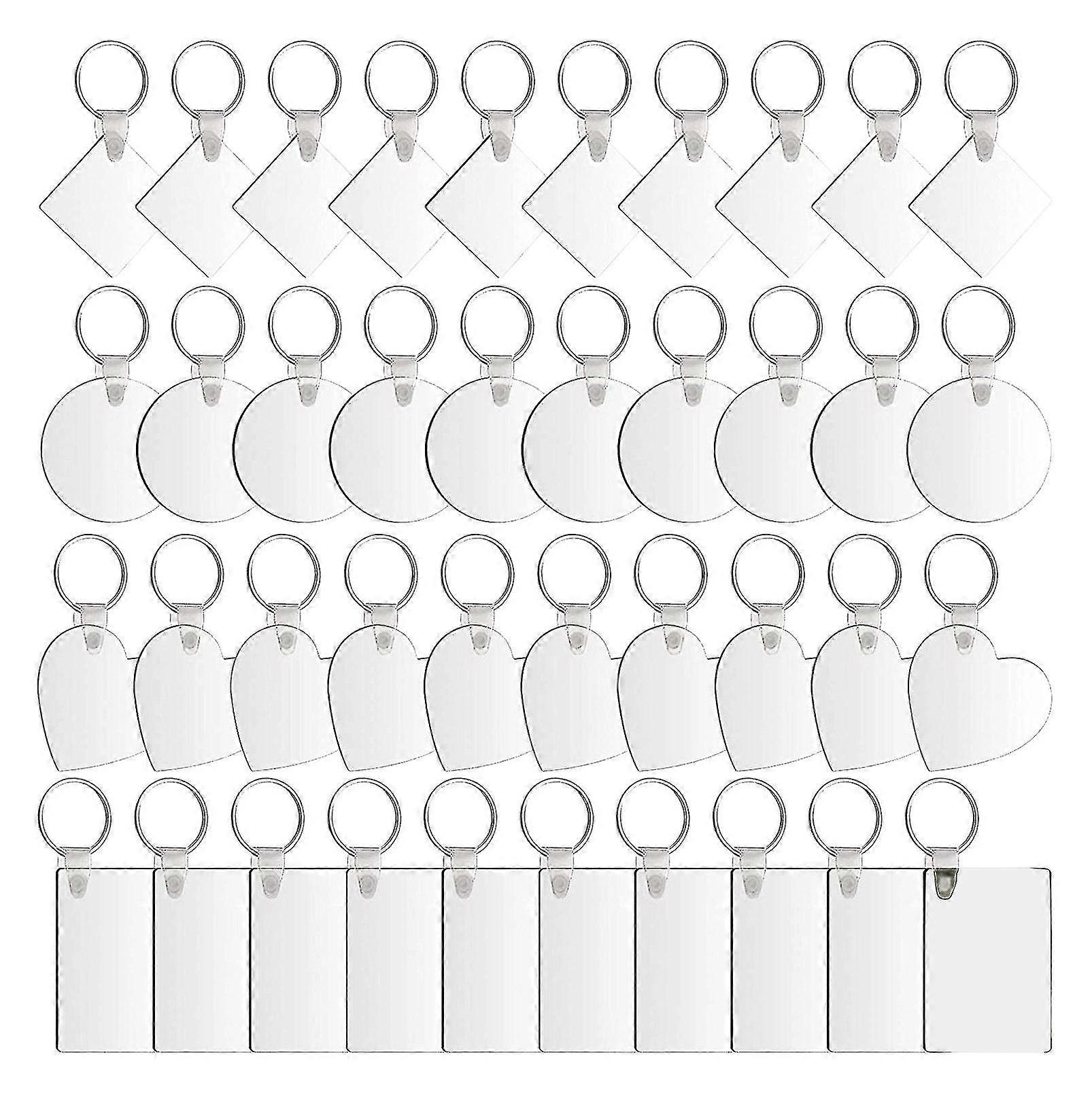 40 Pcs Diy Sublimation Keychains,heat Transfer Keychain With Key Ring