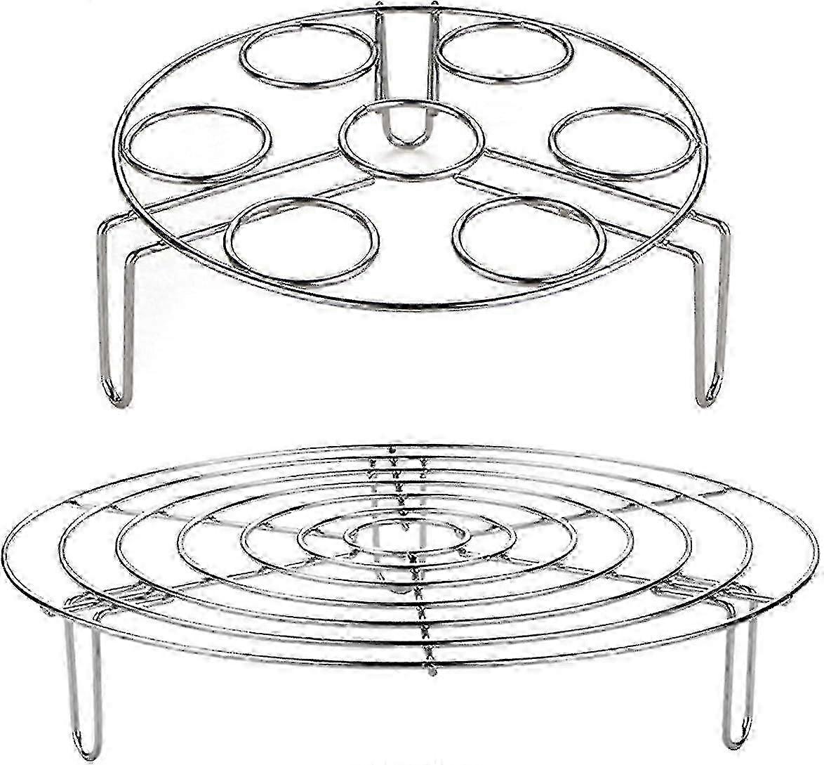 一套 2 个不锈钢烹饪炉排圆形蒸锅炊具