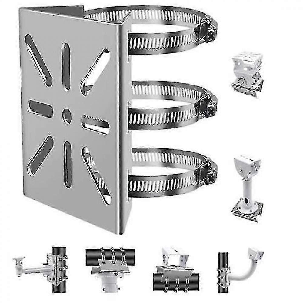 Universal Wall Mounting Bracket With 3 Loops, Stainless Steel Vertical Pole Mount Adapter For Cctv Security Camera QST