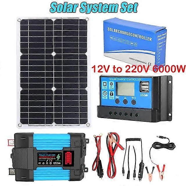 12V To 110/220v Panel System 18v 18w Solar Panel+30a Controller+4000w Modified Sine Wave Inverter Power Generation Kit