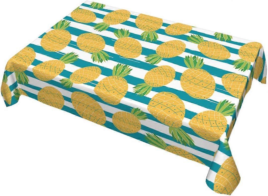 Nappes décoratives rectangulaires jaune vif ananas abstrait vert doré nappe nappe pour dîner/barbecue/pique-/table basse 52 x 70 Inche