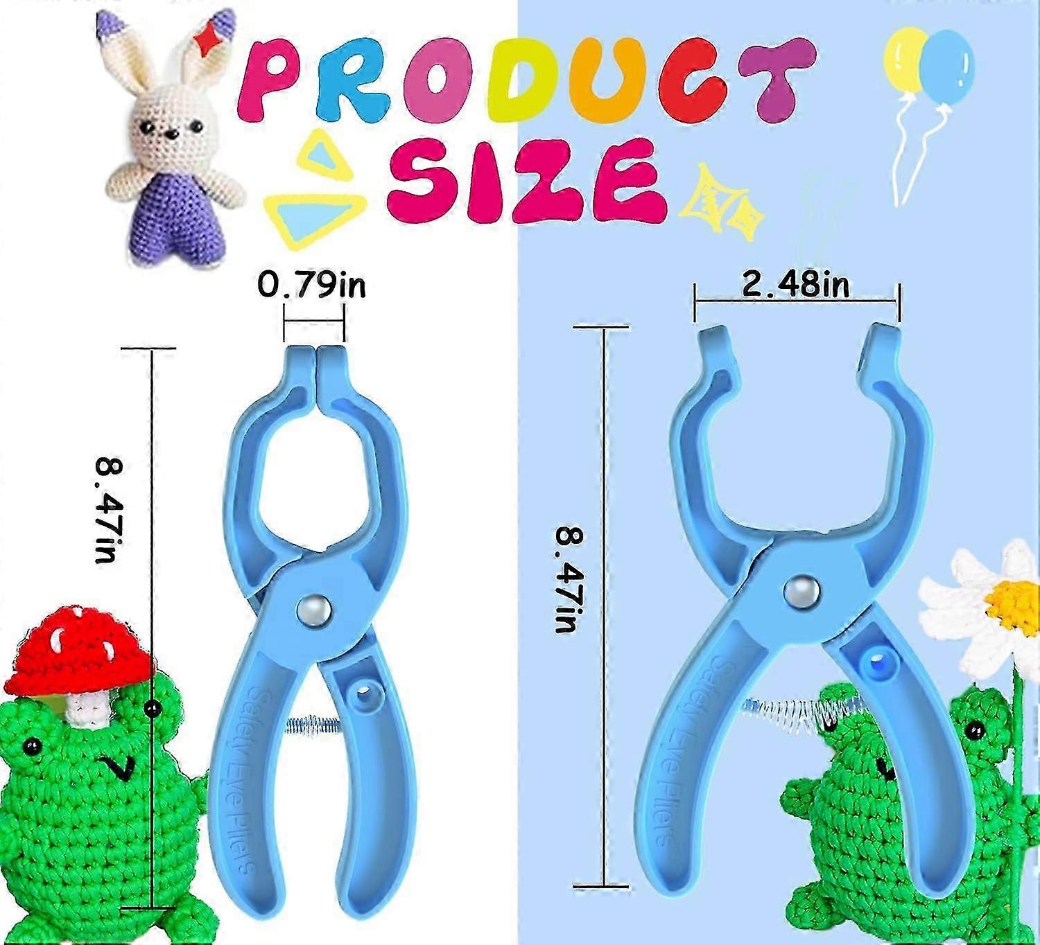 Safety Eye Installation Tool For Doll Making - Pliers For Attaching 5-30mm Eyes On Amigurumi & Stuffed Animals (Blue) - View #3