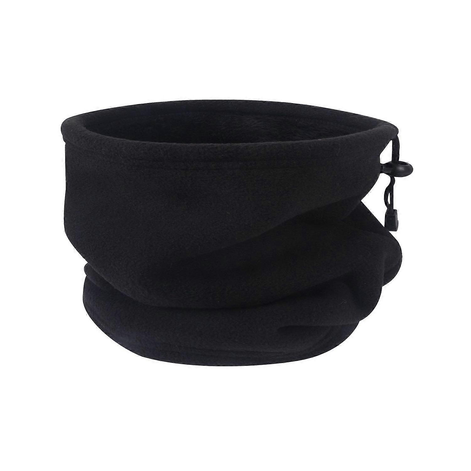 Men Scarf Winter Fleece Lining Solid Color Scarf with Adjustable Drawstring Thickened Velvet Warm