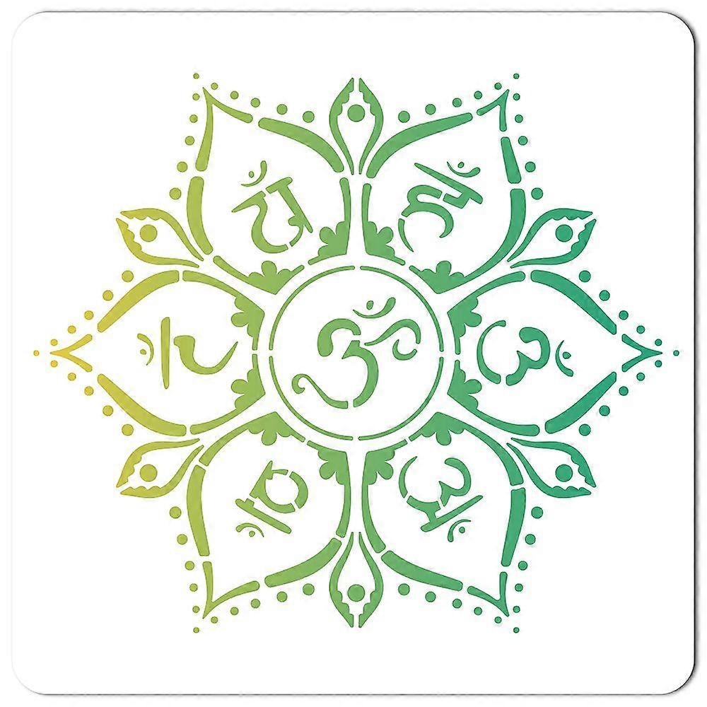 12 Inch 6-Chakra Mandala Stencil Flower Pattern Templates Large Reusable Plastic Square Stencils Sign for Painting on Wood Wall Scrapbook Card Floor D