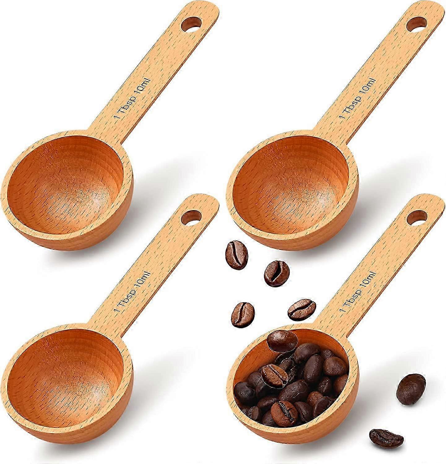 4pcs Wooden Coffee Spoon in Beech, Kitchen Accessories (10 ml)