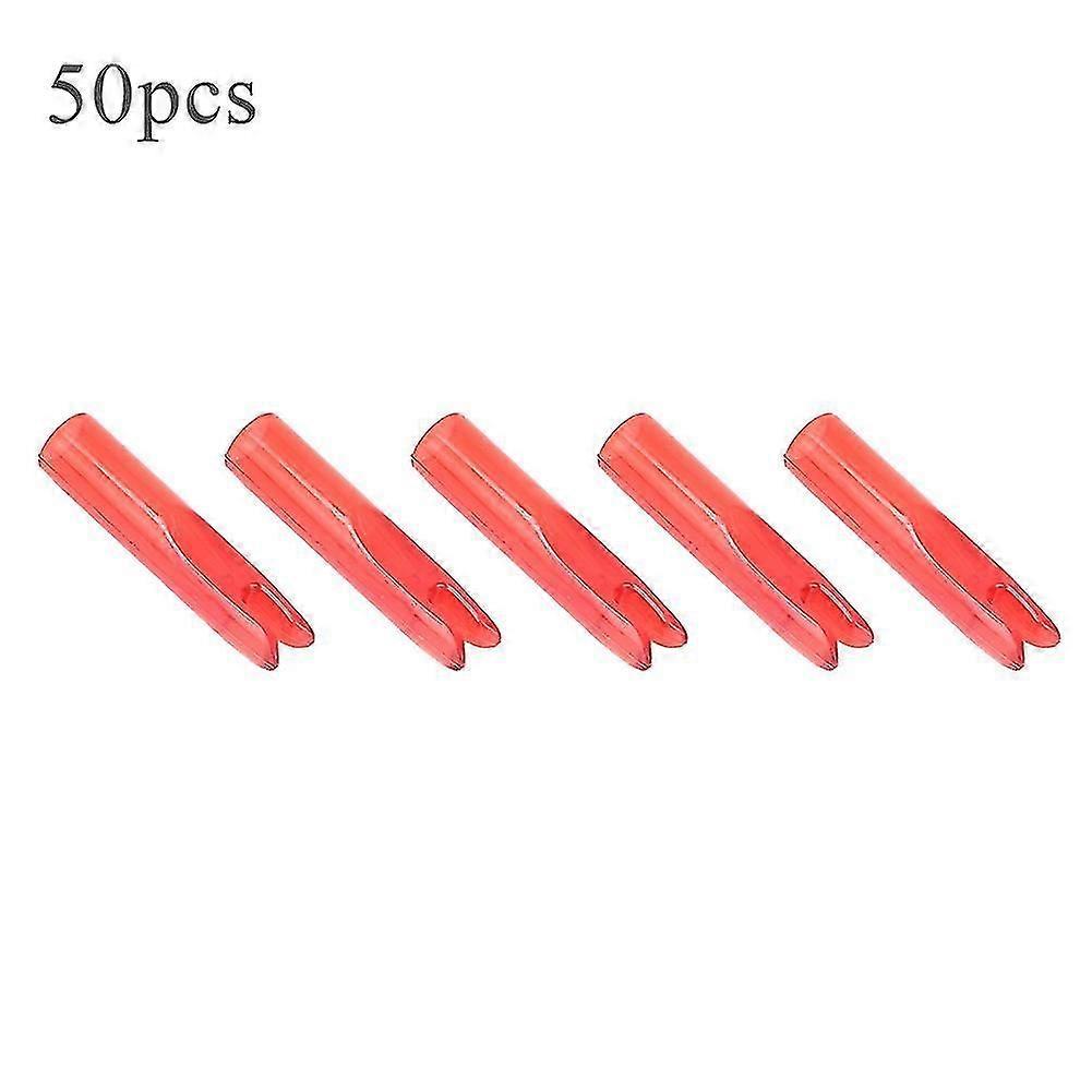 50pcs Portable Plastic Bow Arrow Nock Insert Tail Archery Accessory For 6mm Shaftmentred