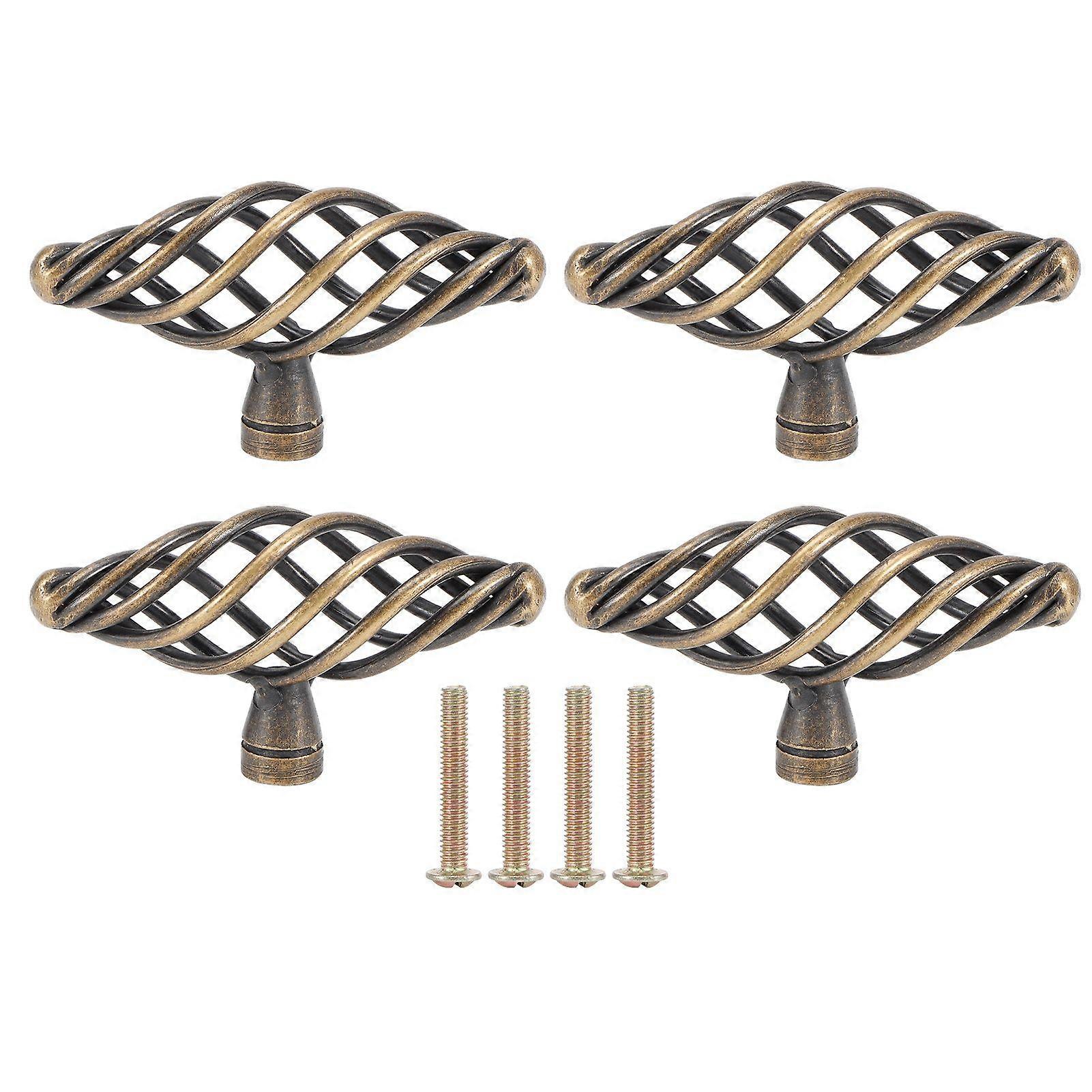 4Pcs Door Handle Antique Zinc Alloy Pull Knobs Closet Wardrobe Drawer Cabinet Hardware Accessory
