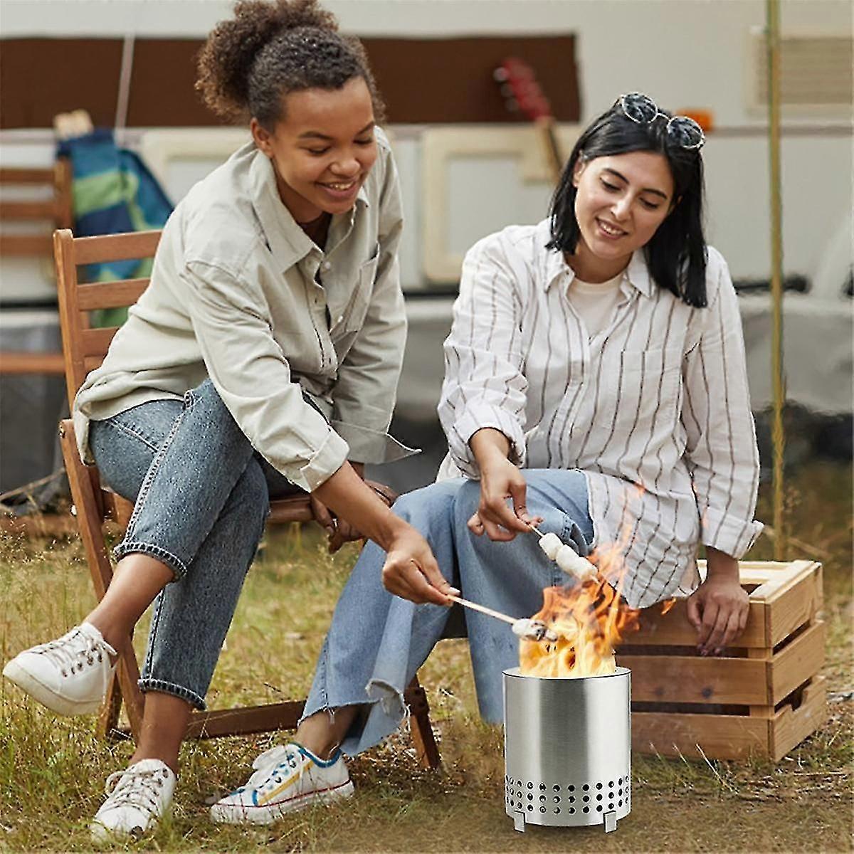2pcs Portable Tabletop Fire Pit With Stand - Smokeless Small Firepit For Urban, , And Camping Use