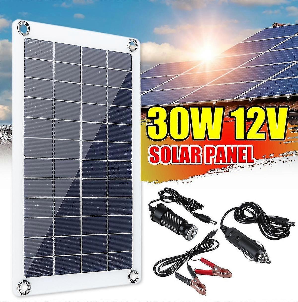 12v 30w Portable Solar Panel Car Van Boat Caravan Tle Charr