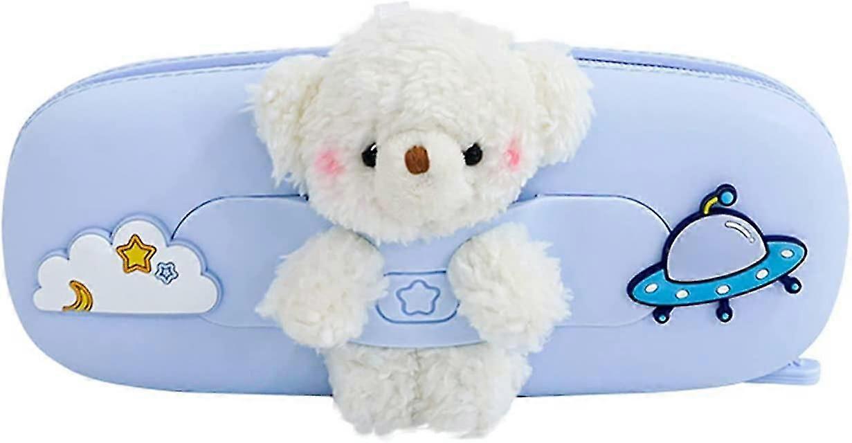 مقلمة ، لطيف الكرتون الدب سيليكون مقلمة القضية سعة كبيرة مع سحاب القلم حامل الحقيبة صندوق تخزين دائم