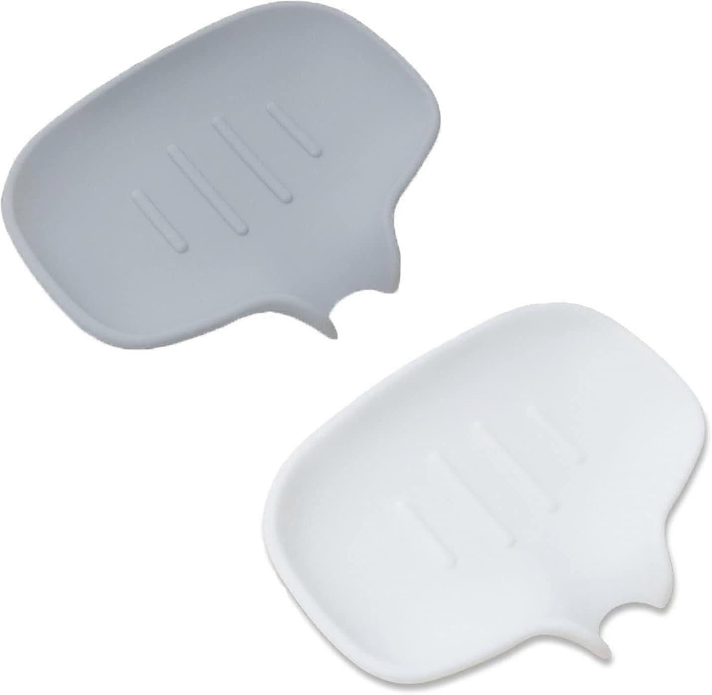 セルフドレンソープホルダー ソープホルダーシャワー用セルフドレンソープディッシュ ソープドライを保つためのソープホルダー 2個セット、グレー/ホワイト