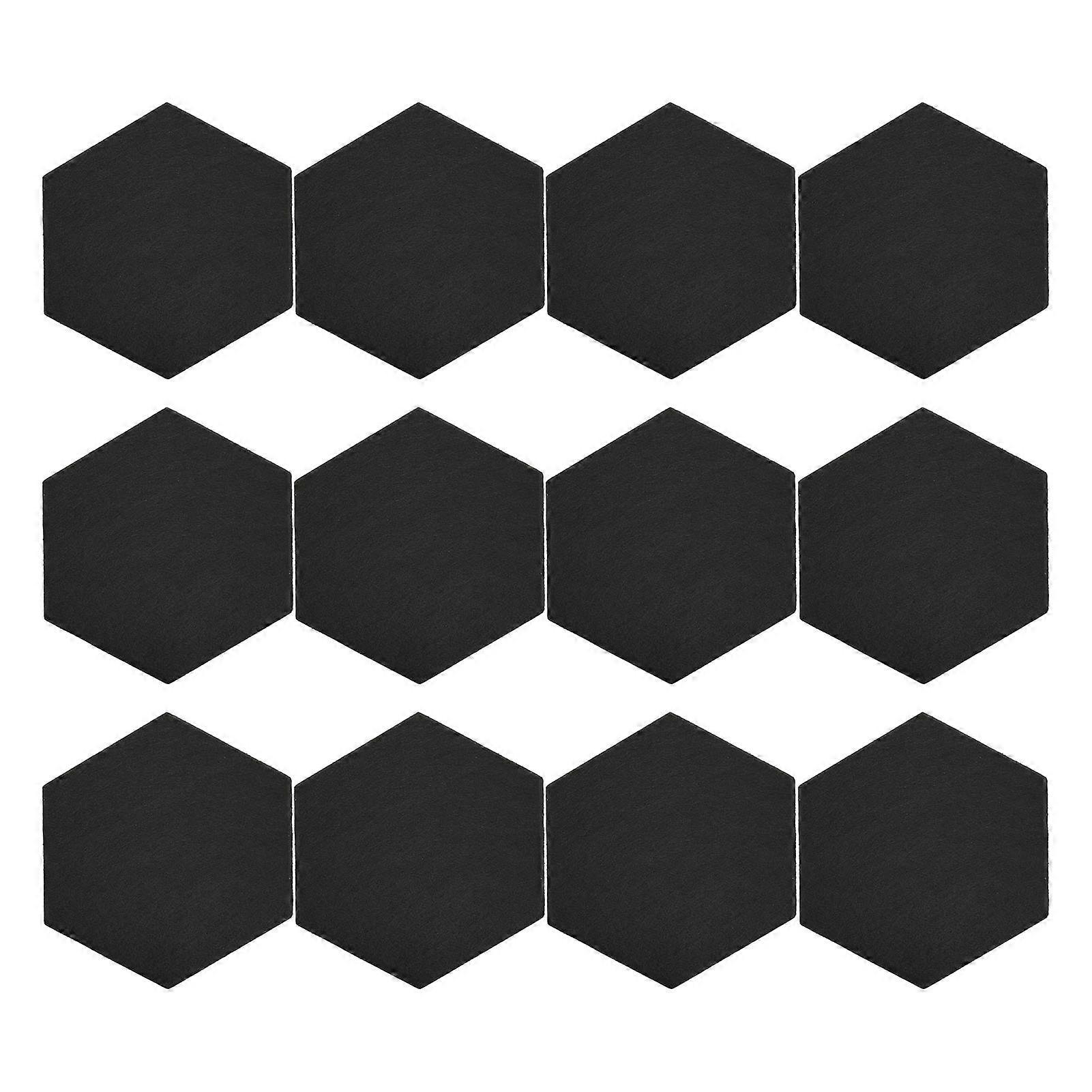 12Pcs Hexagon Acoustic Panel Polyester High Density Sound Absorbing Panel Sound Proof Insulation Beveled Edge Panel for Home Studio Office