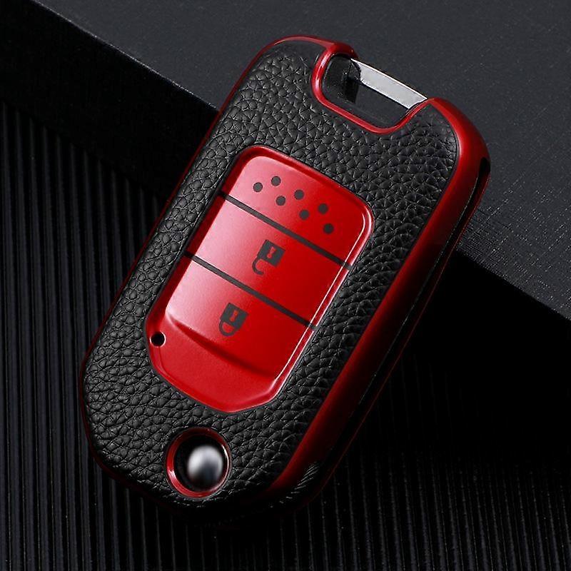 For Honda Accord Civic City CRV CR-V HR-V Odyssey Vezel Jade Crider Leather Car Floding Flip Button Key Case Cover Bag Shell Keychain