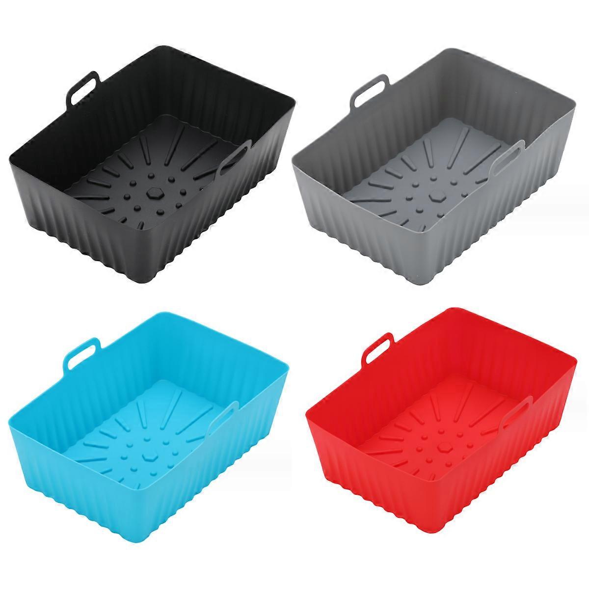 Fodere in silicone per friggitrice ad aria da 4 pezzi, fodera per friggitrice ad aria quadrata, inserto per friggitrice ad aria grande riutilizzabile Coperchio per friggitrice ad aria in silicone