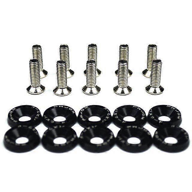 10pcs Car Modified Hex Fasteners Fender Washer Bumper Engine Concave Screws Aluminum Fender Washers and M6 Bolt