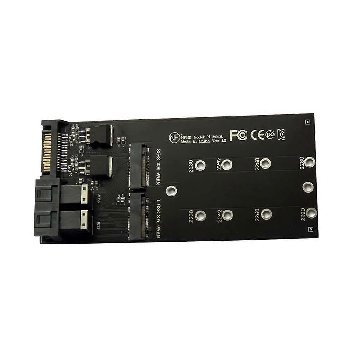 2-Port SFF-8643 U.2 zu NVMe M.2 NGFF SSD Konvertierungskartenadapter SFF-8643 U.2 zu Dual M-Key NVME M2 NGFF SSD Adapter