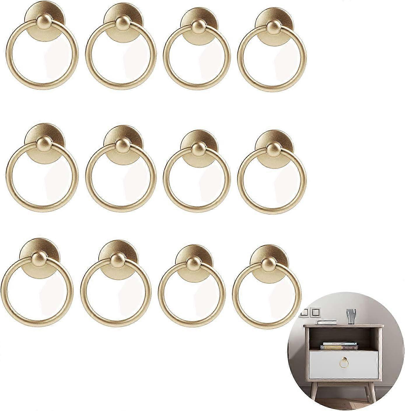 12 Pieces Old Retro Pull Handles Rings, Rings Pull Handle Knobs, Brass Drawer Ring, for Cabinet Doors, Dressing Tables, Drawer Cabinets
