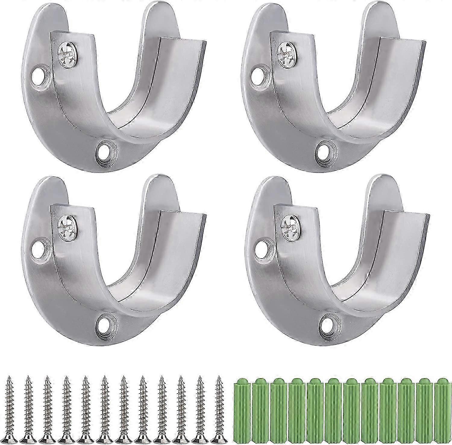 الفولاذ المقاوم للصدأ خزانة قضيب قوس، 4 قطع U على شكل قوس قضيب الستار، مع مسامير (25mm)