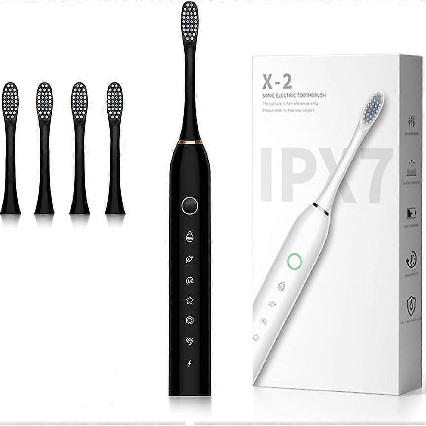 3 Color Sonic Electric Toothbrush,USB Rechargeable Toothbrush with 2 Minute Built-in Timer,42000vpm 6 Modes 4 Brush Heads