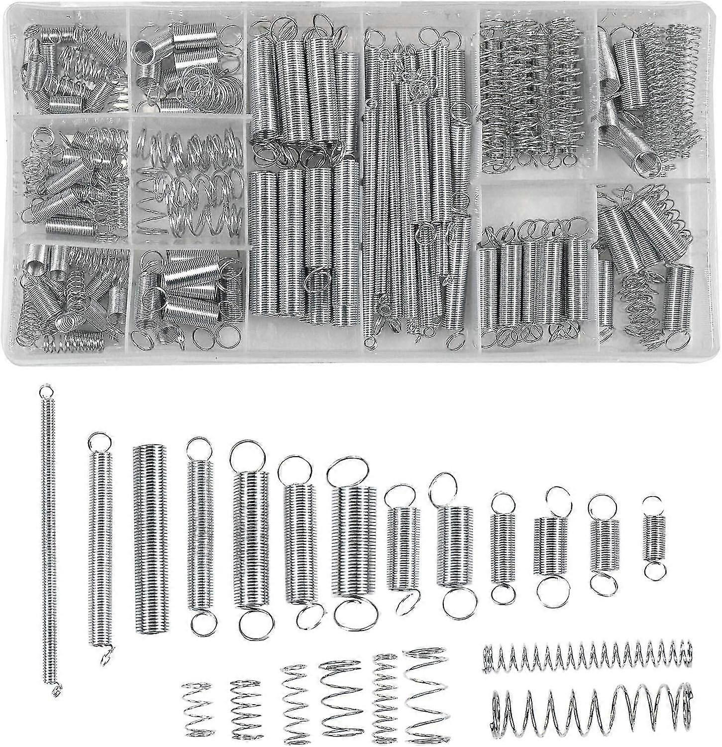 200 pezzi Molle di compressione Molle di estensione Molle di estensione Assortimento di molle di estensione 20 dimensioni Molle in acciaio zincato con scatola di immagazzinaggio
