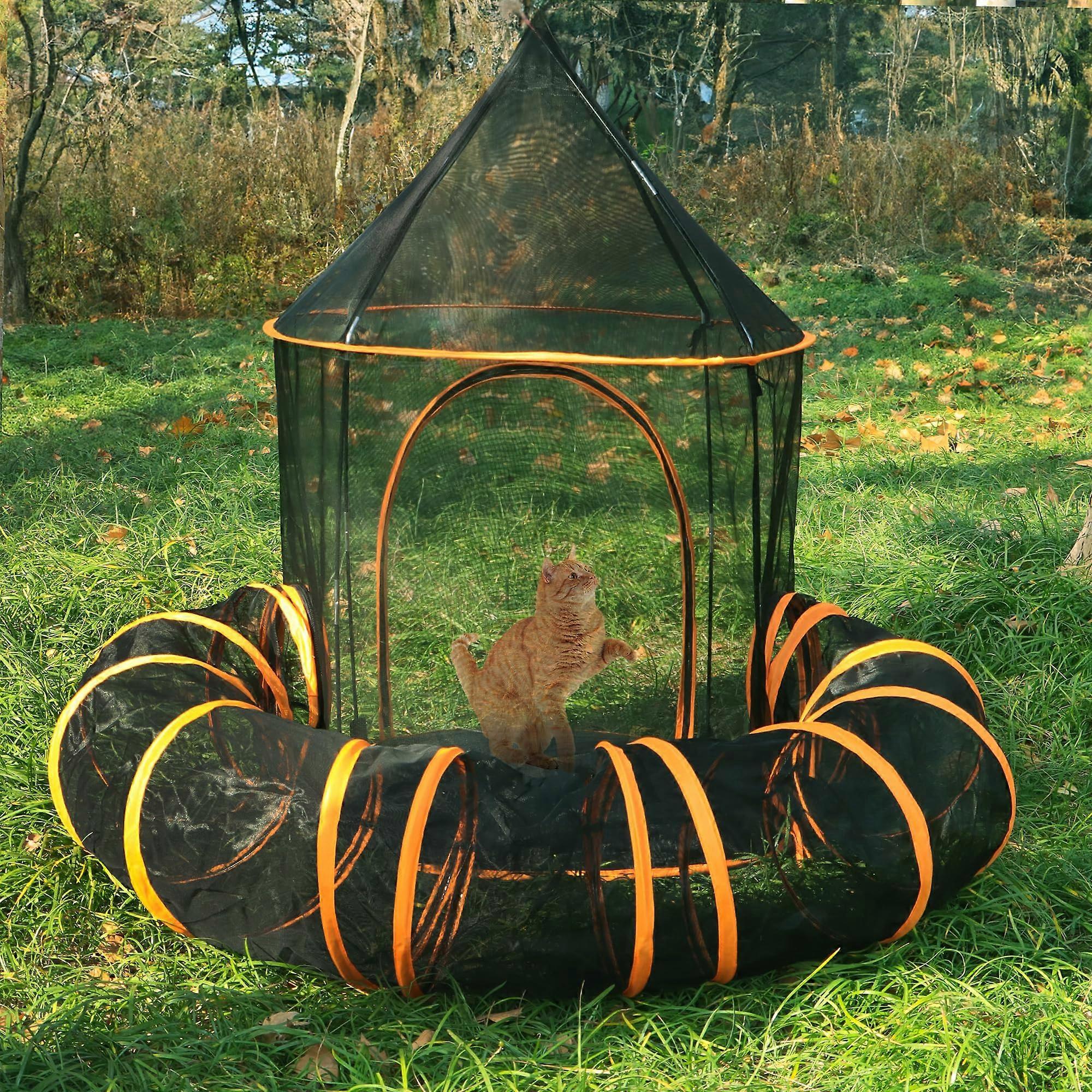 Folding Cat Cage for Indoor and Outdoor Use, Portable, Lightweight, and Durable Metal Design, Easy Assembly