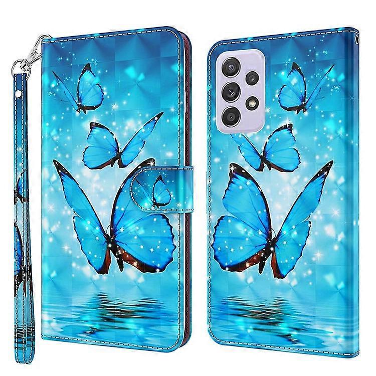 PU Leather Case 3D Pattern Printing Magnetic Wallet Stand Flip Cover with Strap Compatible For Samsung Galaxy A33 5G