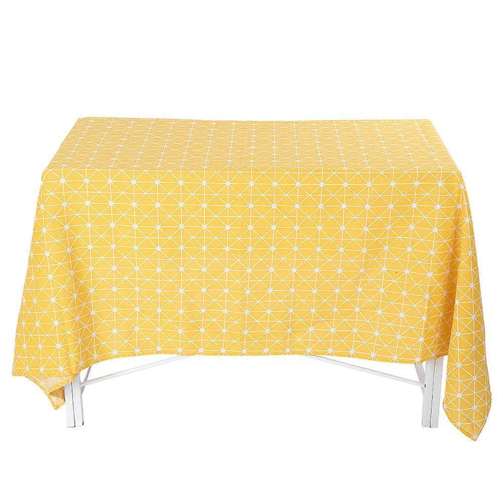Cotton Linen Tablecloth Yellow Chessboard Pattern Decorative Dining Table Cover For Dining Rooms