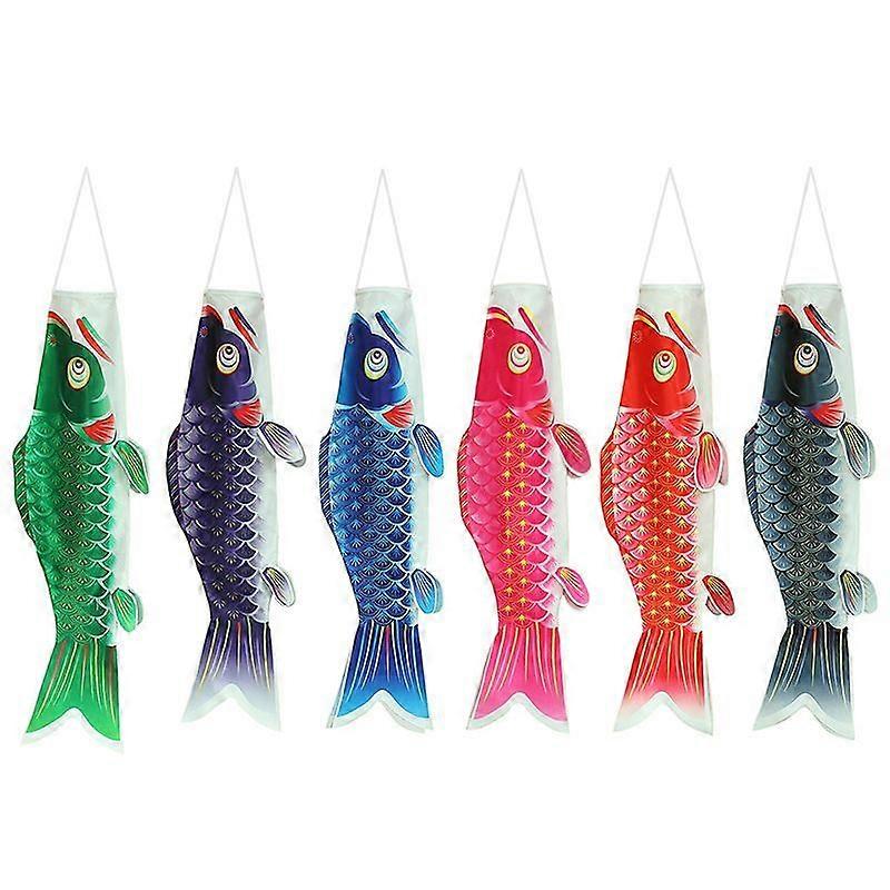 6 pcs of Japanese carp streamer carp streamer guide flag Japanese-style carp streamer decorative fish-shaped streamer photo flag